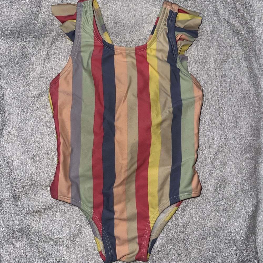 Jessica Simpson Multi Rainbow Stripe Toddler Girl 1 Piece Swimsuit